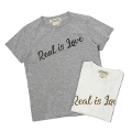 【ネコポス】  レミレリーフ / REMI RELIEF / スペシャル加工 Tシャツ / 刺繍 Real is Love【オフホワイト/ヘザーグレー】