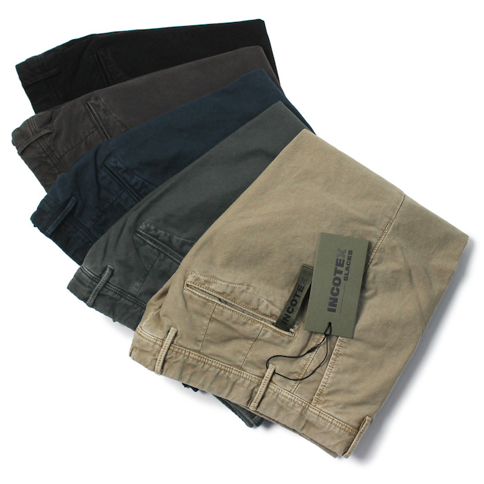 インコテックス スラックス / INCOTEX SLACKS / 100型 ( 旧603型 ) / ストレッチ パンツ / コットン ガーメントダイ  / スリム フィット / SLIM  FIT【4611A】【905.ベージュ/936.グレー/825.ネイビー/620.ブラウン/990.ブラック】【S