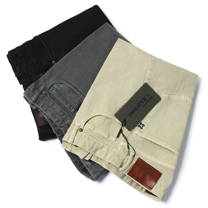 インコテックス スラックス / INCOTEX SLACKS / カラー デニム ストレッチ パンツ / コットン / スリム フィット / SLIM  FIT【SKY-40680】【021.ベージュ/908.グレー/990.ブラック】【SALE 30】