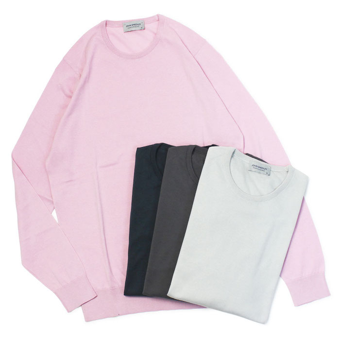 Cotton100%【新品】JOHN SMEDLEY クルーネックニット HATFIELD 灰 L