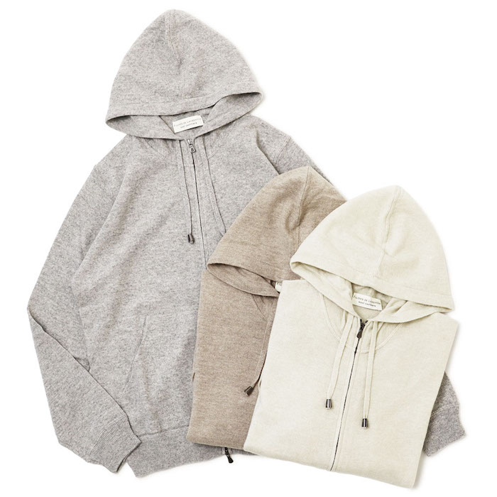 フィリッポ デ ローレンティス / FILIPPO DE LAURENTIIS / ZIP UP ニットパーカー / ウール カシミヤ /  FH1ML3AT31 【オフホワイト/ベージュ/ライトグレー】