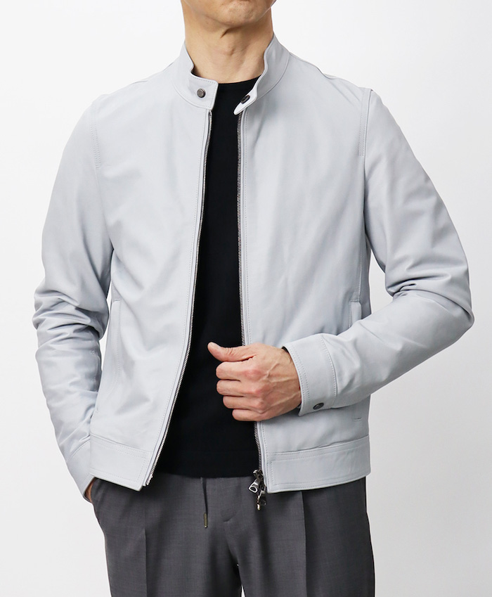 エンメティ シングルライダース　アンドレア　ラムレザー　アイボリー　48 EMMETI (エンメティ) ANDREA (アンドレア) Lambskin Nappa