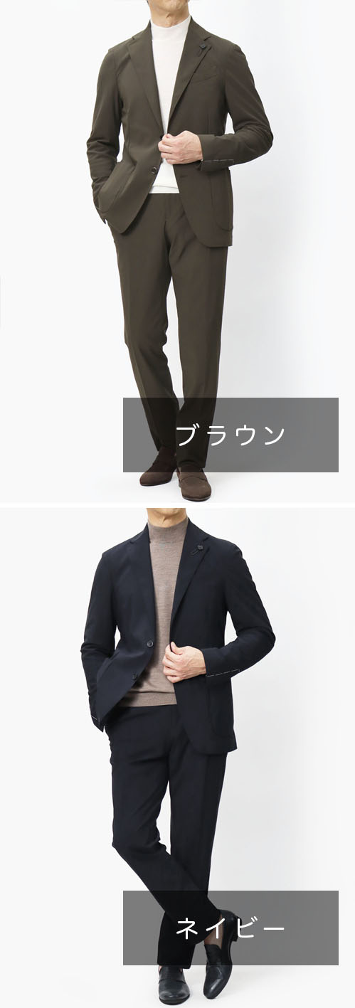 ラルディーニ / LARDINI / イージーウェア / EASY WEAR / 3B段返りワンプリーツスーツ / ナイロン縦横ストレッチ /  ウエストゴム / JA091AQ15-IVEL63706 【450.ブラウン/850.ネイビー】 | luccicare online shop (  ルッチカーレ オンラインショップ )