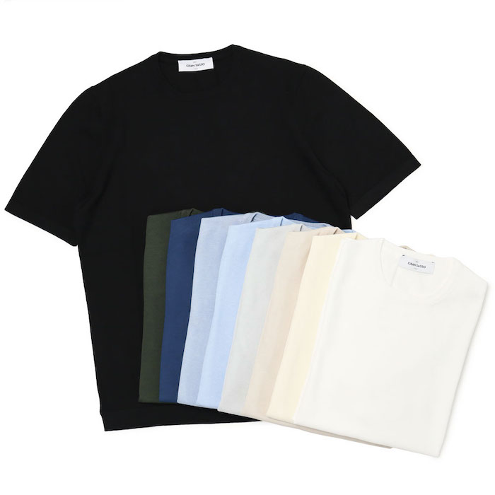 GRAN SASSO グランサッソ Tシャツ 半袖ニット 58138 18120 099 Gran Sasso グランサッソ クルーネック半袖ニット/PARICOLLO M/M