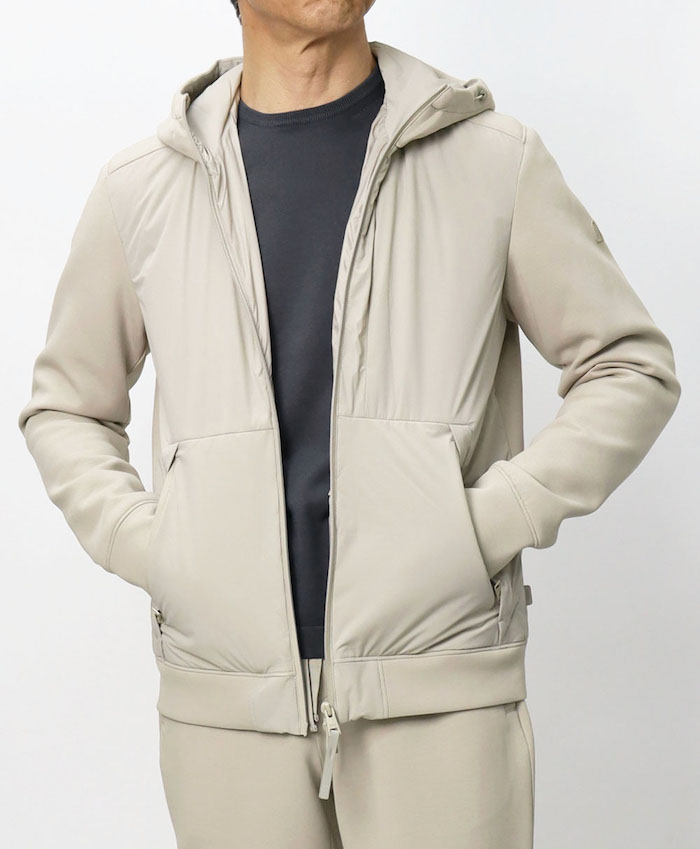 DUNO デュノ　フルジップ　ナイロンパーカー　撥水ストレッチ　オフホワイト DUNO デュノ フルジップ ナイロンパーカー 撥水ストレッチ オフ