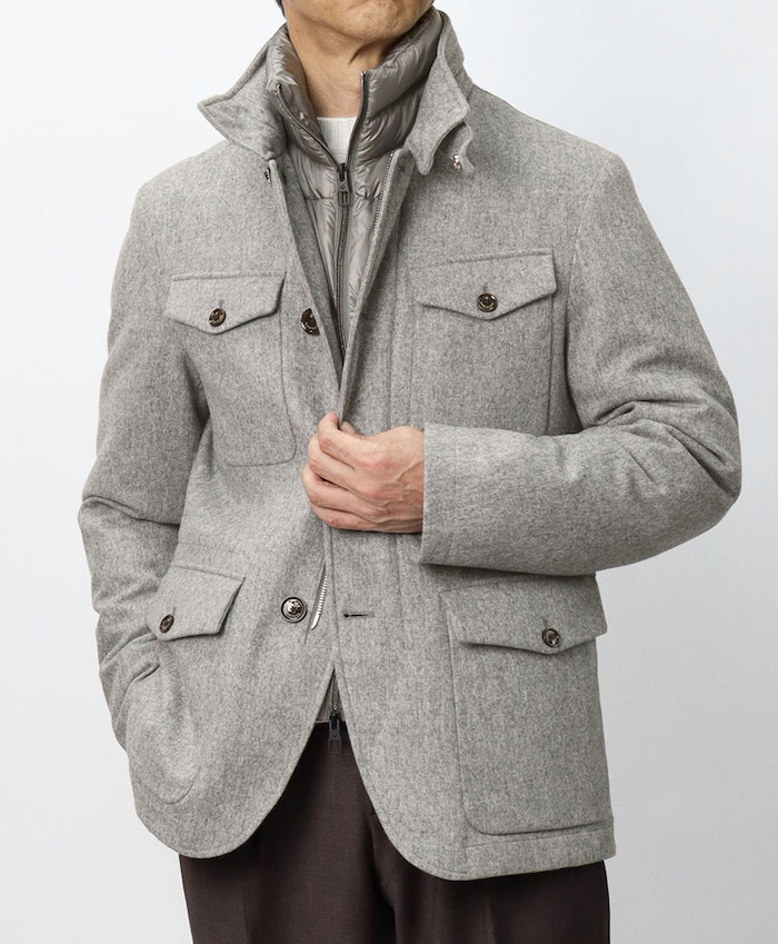 モンテコーレMontecore中綿入りレイヤードダブルウールチェスターコート48 モンテコーレMontecore中綿入りレイヤードダブルウール