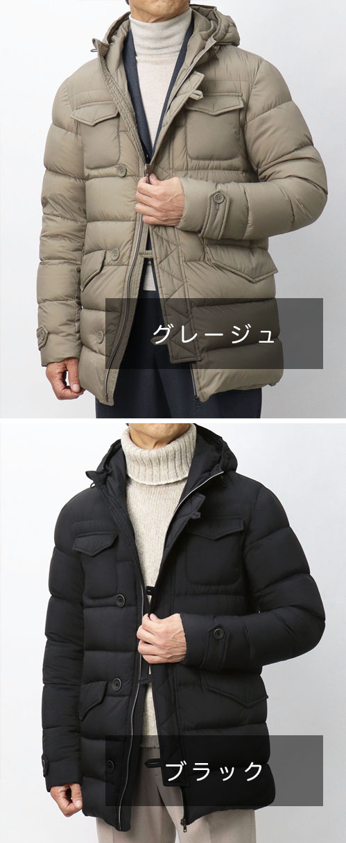 美品 ヘルノ HERNO ダウン M-65 グレージュ 46 POLAR-TECH