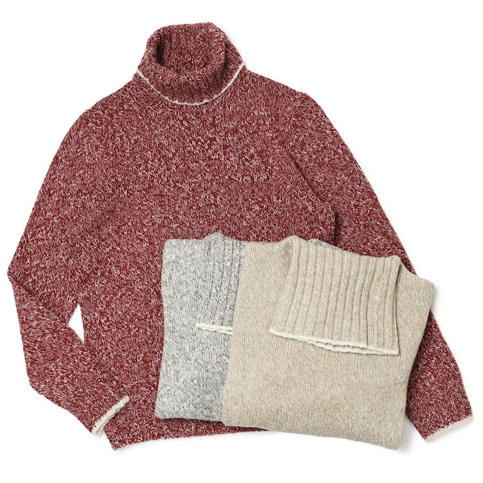 Gran Sasso ベージュ ハイネックニット GRAN SASSO（グランサッソ）12ゲージウールタートルネックニット