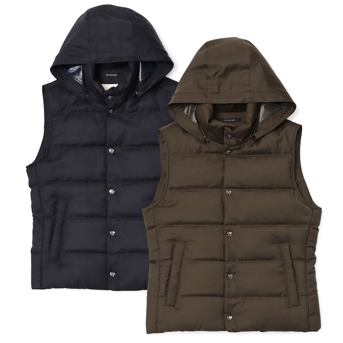極美品 MONTECORE ダウンベスト モンテコーレ / Montecore / ウールサージ / ダウン ベスト / スタンド