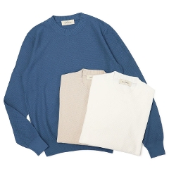 �O�����T�b�\ / GRANSASSO / �����O�X���[�u  / ���� �N���[�l�b�N �j�b�g / �n�j�J���҂݃I�[�K�j�b�N�R�b�g�� / 57103-18028 �y�z���C�g/�x�[�W��/�u���[�z