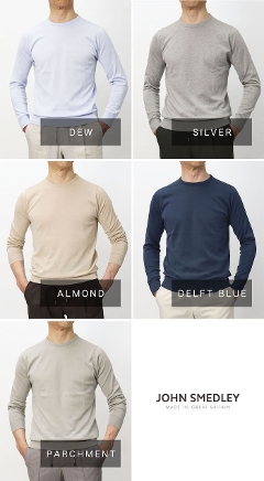 �W�����X���h���[ / JOHN SMEDLEY / DAVID / �N���[�l�b�N �j�b�g / 30G �V�[�A�C�����h�R�b�g�� / MODERN FIT �y�S5�F�z