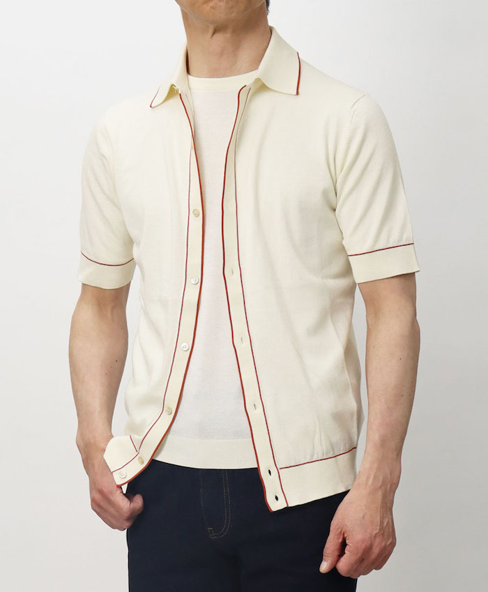 FILIPPO DE LAURENTIIS 半袖ニットポロカーディガン フィリッポ デ ローレンティス / FILIPPO DE LAURENTIIS / シャツ襟