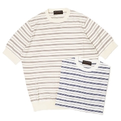 �t�B���b�| �f ���[�����e�B�X / FILIPPO DE LAURENTIIS / �j�b�g T�V���c / Sublime cotton / �\�t�g�R�b�g�� �N���[�l�b�N / �{�[�_�[�� / 6110-GC1MC54�y�l�C�r�[ / �O���[�W���z