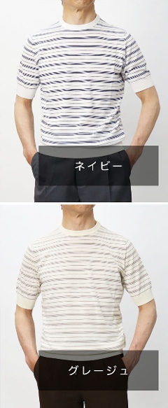 �t�B���b�| �f ���[�����e�B�X / FILIPPO DE LAURENTIIS / �j�b�g T�V���c / Sublime cotton / �\�t�g�R�b�g�� �N���[�l�b�N / �{�[�_�[�� / 6110-GC1MC54�y�l�C�r�[ / �O���[�W���z
